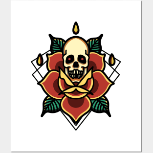 skull rose Posters and Art